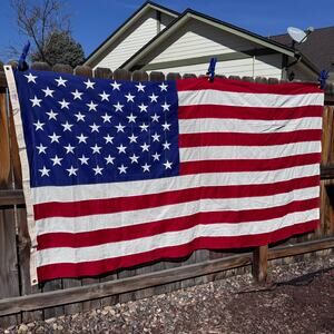 Vtg US Flag Valley Forge Cotton Bunting Best American 50 Stars 5ft x 9ft HUGE